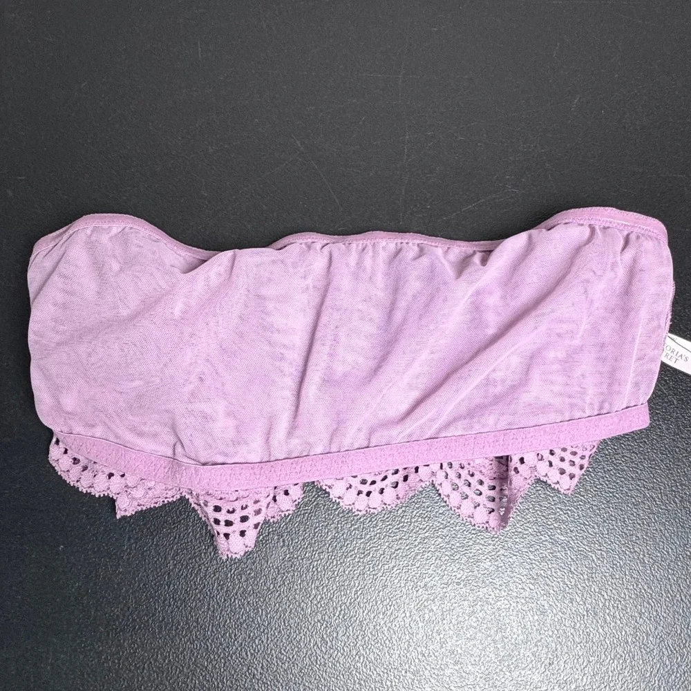 Victoria's Secret Lavender Flounce Lace Ruffle Bandeau Bralette L 11093734